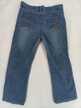 Arizona Women&#39;s Side Grommet Denim Blue Distressed Jeans Boho Size 26&quot;W x 32&quot;L - £15.17 GBP
