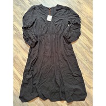 Knox Rose A-Line Black Wrap Dress Large Target Pockets Ruffle Flowy Boho NO BELT - $11.64