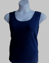 Roamans Denim 24/7 Ribbed Cotton Scoop Neck Tank Top Plus 1X- 22-24 Navy - £4.37 GBP