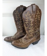 Ariat Heritage R Toe Women&#39;s sz 5.5 western Boot brown cowgirl cowboy di... - $1,855.83 MXN