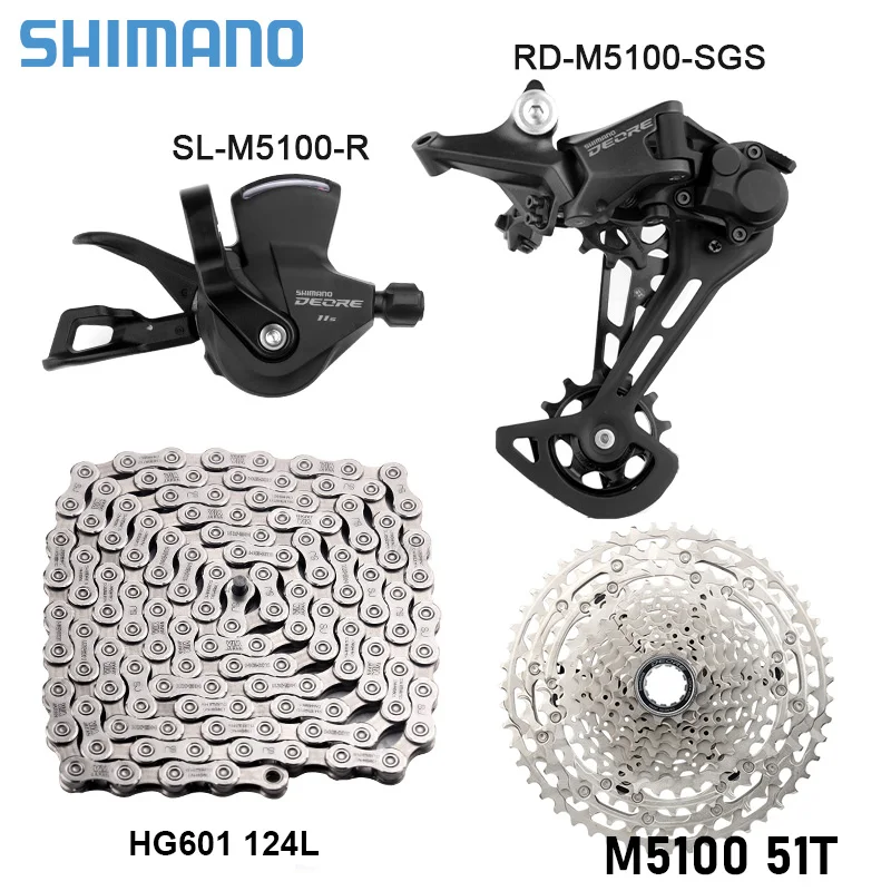 Deore m5100 1x11 speed mtb derailleurs kit 11v shimano hg601 chain 11s flywheel 42t 46t thumb200