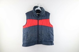 Vtg 80s Rockabilly Grunge Mens Large Color Block Insulated Puffer Vest J... - £42.48 GBP