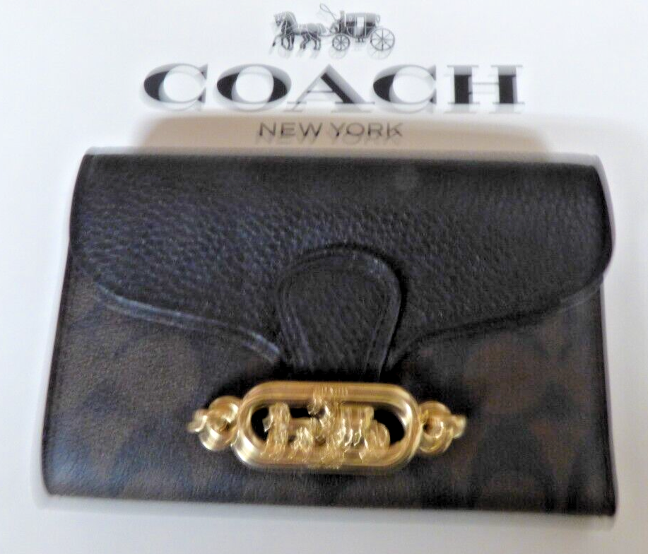 Coach Signature Jade Medium Envelope Wallet F87935 Brown Black NWT LQQK - $89.95