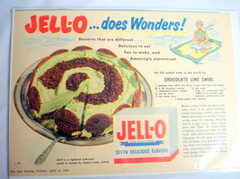 1953 Color Ad Jell-O Dors Wonders With Chocolate Lime Swirl Recipe - $7.99