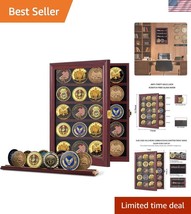 Elegant Mahogany Lockable Coin Display Case for Military Medals &amp; Collec... - $45.00