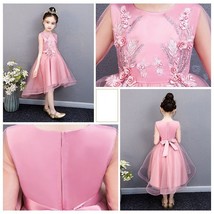 Wedding flower girl dress short tulle little bridesmaid pink princess gi... - £47.15 GBP