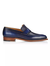 Pure Hand Made Leather Blue Patina Men Formal Loafers Slip On Dress Shoes - $149.24+