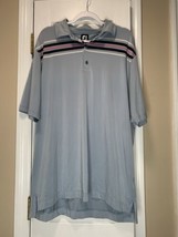 Mens Footjoy Golf Polo Blue Navy Pink Striped XXL 2XL - $28.01