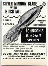 1961 Print Ad Johnson&#39;s Silver Minnow Blade Bucktail Spoon Fishing Lures  - £6.74 GBP