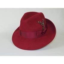 Men's Milani Wool Fedora Hat Soft Crushable Lined FD219 Red Wine image 2
