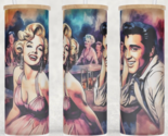 Frosted Glass Elvis Presley &amp; Marilyn Monroe Watercolor Cup Mug Tumbler ... - $19.75