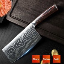 Stainless Steel Kitchen Knife Imitation Damascus Pattern Chef Knives 6.8... - £21.62 GBP