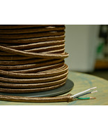 Brown Rayon Cloth Covered 3-Wire Round Cord, 18ga. Vintage Lamps Antique... - £1.31 GBP