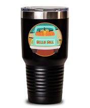 Hello Fall Tumbler Teal Truck Pumpkin Tumbler Fall Season Insulated Travel Mug - £19.65 GBP