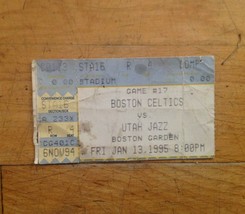 1995 Boston Celtics VS Utah Jazz Ticket Stub Game 17  Boston Garden  Jan, 13th  - £17.39 GBP