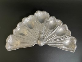 Vintage Mid Century Bruce Fox Aluminum Peacock Egg Serving Platter Plate - £116.53 GBP