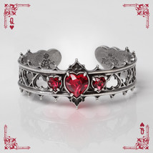 Alchemy Gothic Elizabethan Bracelet Ornate English Pewter Red Crystal Hearts A78 - £53.03 GBP