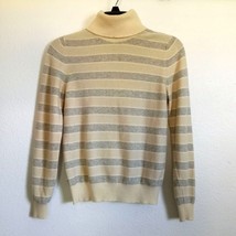 Vintage Cashmere Sweater Hawick Scotland Turtle Neck Pullover Cream Gray... - $57.00