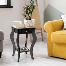 2-Tier End Table with Drawer and Shelf for Living Room Bedroom-Black - Color: B - £89.56 GBP