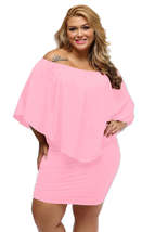 Plus Size Multiple Dressing Layered Pink Mini Poncho Dress - £17.63 GBP