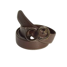 Escada Sport Logo Buckle Brown Leather Waist Belt size 38 - $108.90