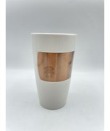 Starbucks Copper Band Tumbler Mug Ceramic 2012 White 10 Oz Mermaid Logo Cup - £29.23 GBP