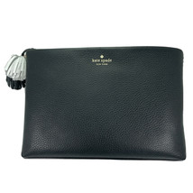 Kate Spade Palmer Drive Shala Zip Clutch Pouch Tassels Black Pebbled Leather NWT - £97.24 GBP