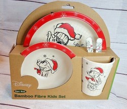 Minnie Mouse Santa Sketch Childs 5pc Eating Set Disney Bamboo Fibre Chri... - $21.73