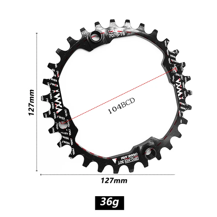 Bicycle Crank 104BCD MTB bike 30T Chainwheel Aluminum Alloy Narrow Chainring Rou - $123.24