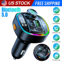 Car Bluetooth Fm Transmitter Radio Mp3 Wireless Adapter Hands-Free 3 Usb Charger - £19.02 GBP