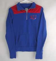 Vintage NCAA KU Kansas University Jayhawks 1/4 Zip Sequined Sweatshirt Size XS - £15.27 GBP