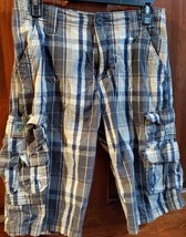 Lee Dungarees Youth boy Plaid Blue zip front adjustable waist shorts siz... - $9.00