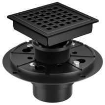 Cifox 4 Inch Black Shower Drain Square With Flange Removable, Matte Black - £36.53 GBP