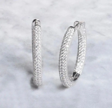 ADIRFINE 925 Sterling Silver Pave Cubic Zirconia In and Out Hoop Earrings - $53.99+