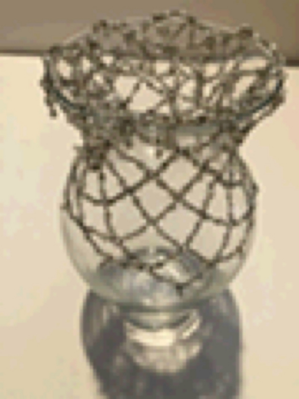 Glass Vase Approx 9” With Removable Beading Center Hole For Desired Items  - $49.99