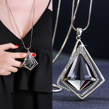 Fashion Collier Femme Gray Crystal Necklaces &amp; Pendants For Women 2022 Geometric - £13.96 GBP