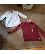 Nwt Lot De 2 Garçons Oshkosh Bouton Manches Longues Shark Robe T-Shirt H... - $32.45 CAD