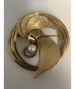 Vintage 12k Gold Filled Carl Art Pearl Mid Century Modern Brooch Pin - £27.22 GBP