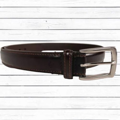 Primary image for Dockers Brown Genuine Leather Dress Belt  Silver Buckle  Men's Size 48/120