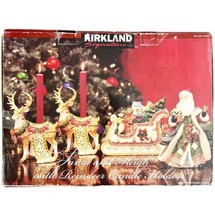 Kirkland Santa Sleigh Reindeer Candleholders Christmas Ceramic Set Of 4 Decor SS - £118.14 GBP
