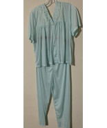 Vintage Blair Satin Sleepwear Pajamas Set Blue Nylon Lingerie Women&#39;s Si... - $25.56 CAD