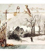 C1890s Victorian Trade Card Beautiful Winter Farm Landscape Scene Birds ... - $19.99