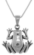 Jewelry Trends Frog Sterling Silver Pendant Necklace 18&quot; - £35.30 GBP