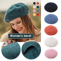 Womens Beret Autumn and Winter Woolen Hat Knitted Hat Solid Ladies&#39;s Hat New - £8.34 GBP