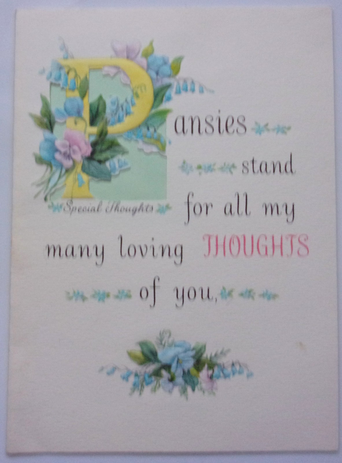 Vintage Hallmark Pansies Stand For All My Many Loving Thoughts Mother’s Day Card - £3.72 GBP