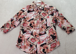 Erin London Shirt Women&#39;s Small Multi Hawaiian Long Sleeve Collared Button Down - £10.34 GBP