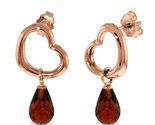 Galaxy Gold GG 14k Rose Gold Open Heart Natural Garnet Stud Dangle Earrings - $472.98 CAD+