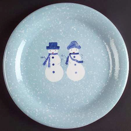 Winter Frost Handpainted Christmas Snowmen Collectible Dinner Plate  10 3/4 - $18.99