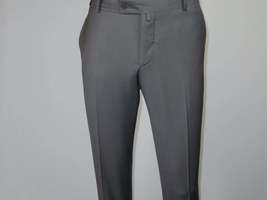 Men's MONO Turkey Slacks 100% Wool Plain Front Slim Fit 2502-08 Mid Gray image 5