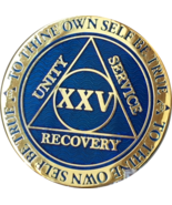 25 Year AA Medallion Reflex Blue Gold Plated RecoveryChip Design - $15.99